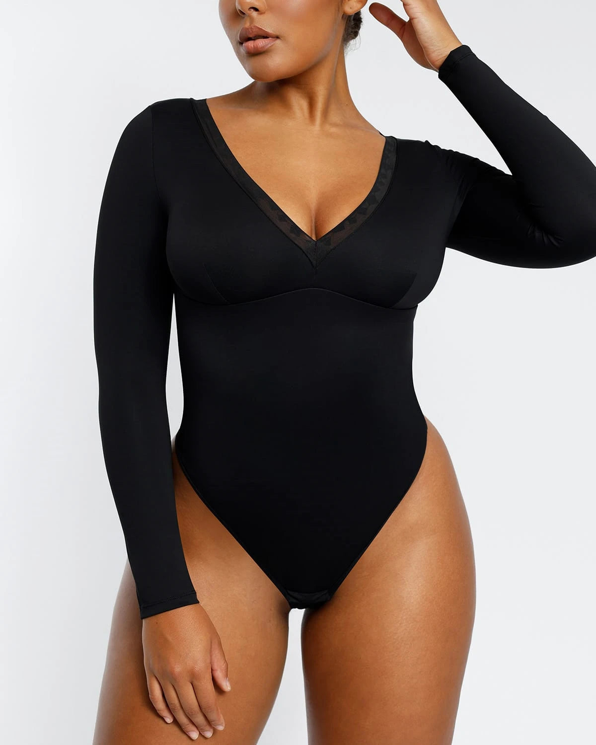 Deep plunge bodysuit fashion shapewear