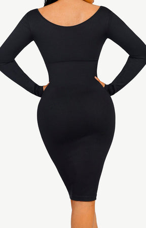 Seamless V-Neck Long Sleeve Shaping Dress