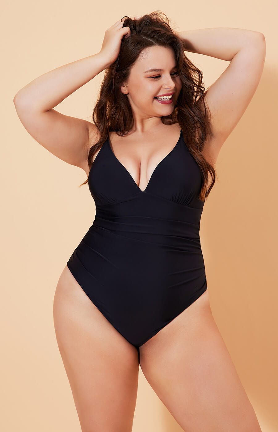 2023 Womens Tummy Control One Piece Swimsuit V Neck Monokini Plus