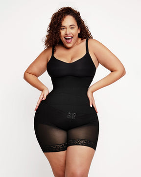 Black Butt Lifting Body Shapewear Cami Straps Breathable 01