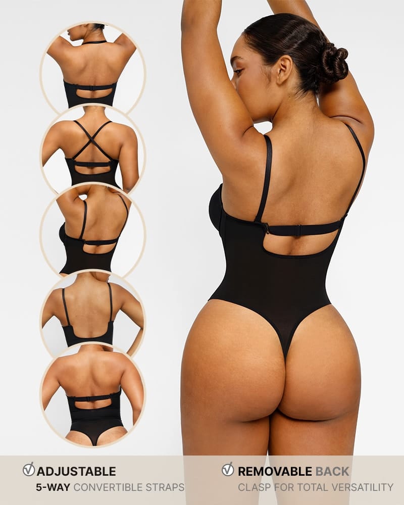 FITTED SEXY THONG BODYSUIT WITH LOW CUT SIDES - NE PEOPLE