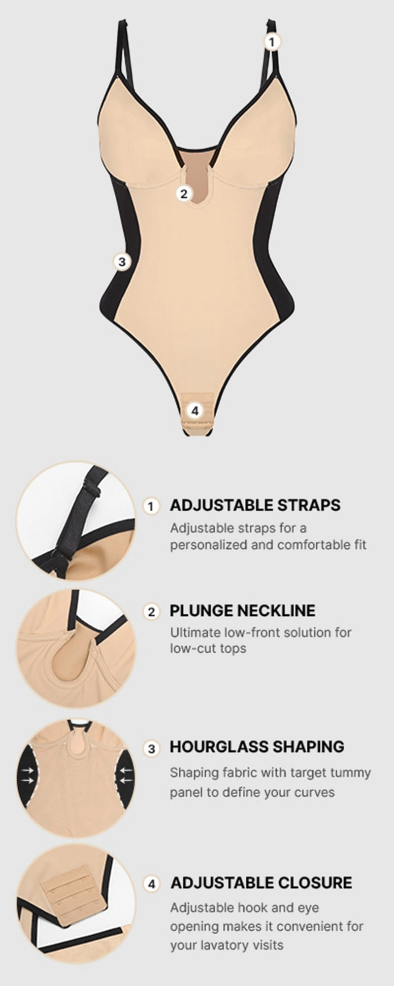 AirSlim® Deep Plunge Thong Shaping Bodysuit