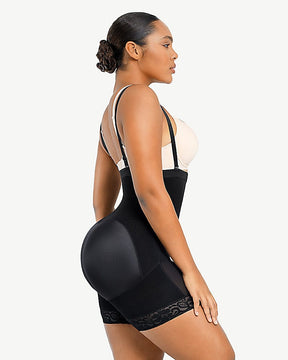 Holloyiver Firm Tummy Compression Bodysuit Shaper with Butt Lifter Women  Plus Full Body Suit U-Neck Vest Zipper Surgeries Lace Stitching Garment