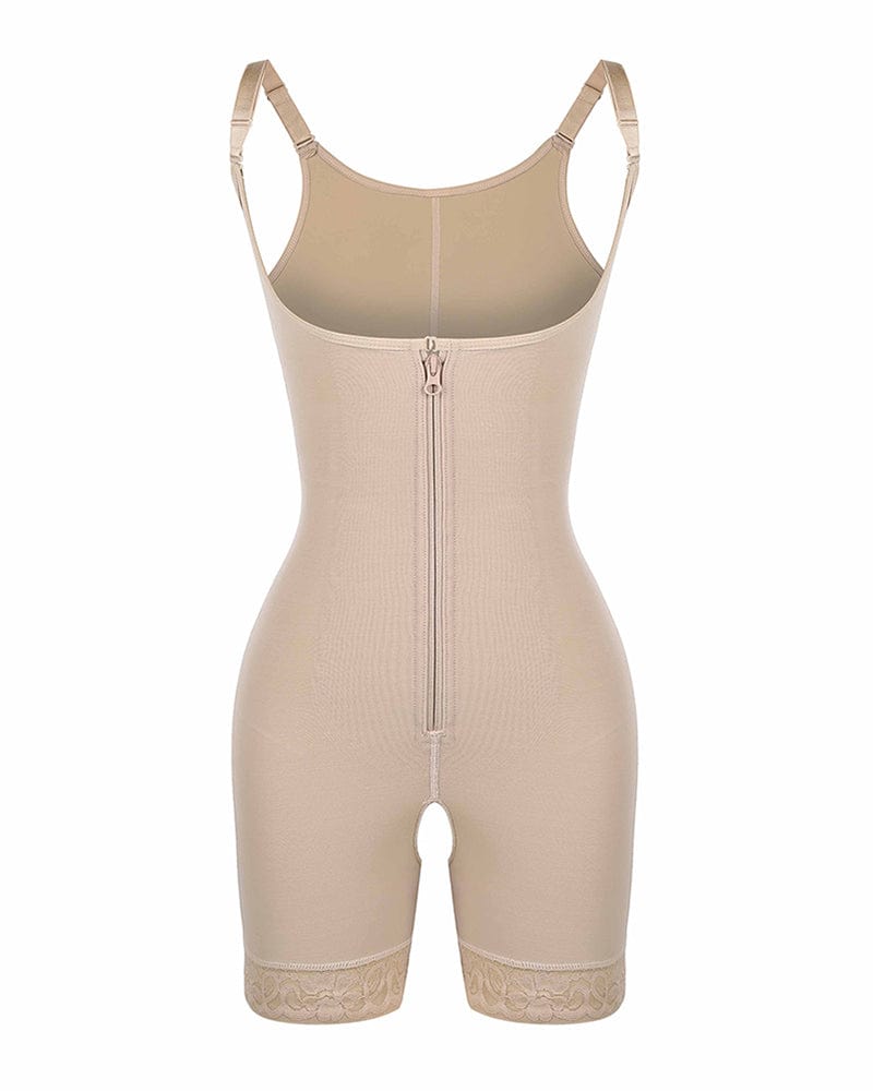 Plus Shapewear Bodysuit Women Body Shaper Waist Trainer Adjustable Hook  Zipper Beige 6XL