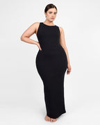 Cozy Ribbed Sleeveless Long Shaping Dress