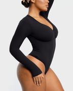 Cozy Ribbed Chic Cut-Out Bodysuit