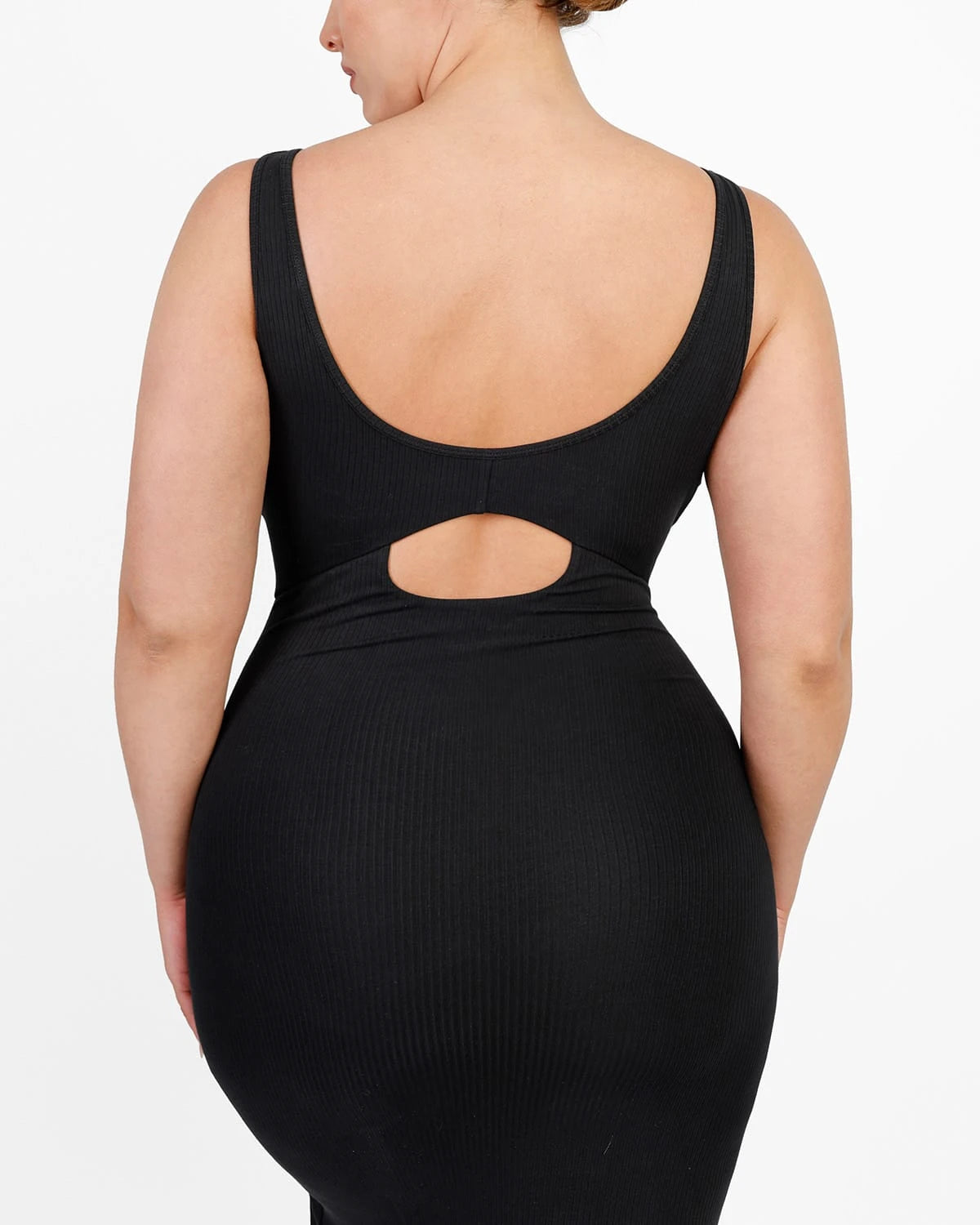 Cozy Ribbed Low-Back Shaping Dress