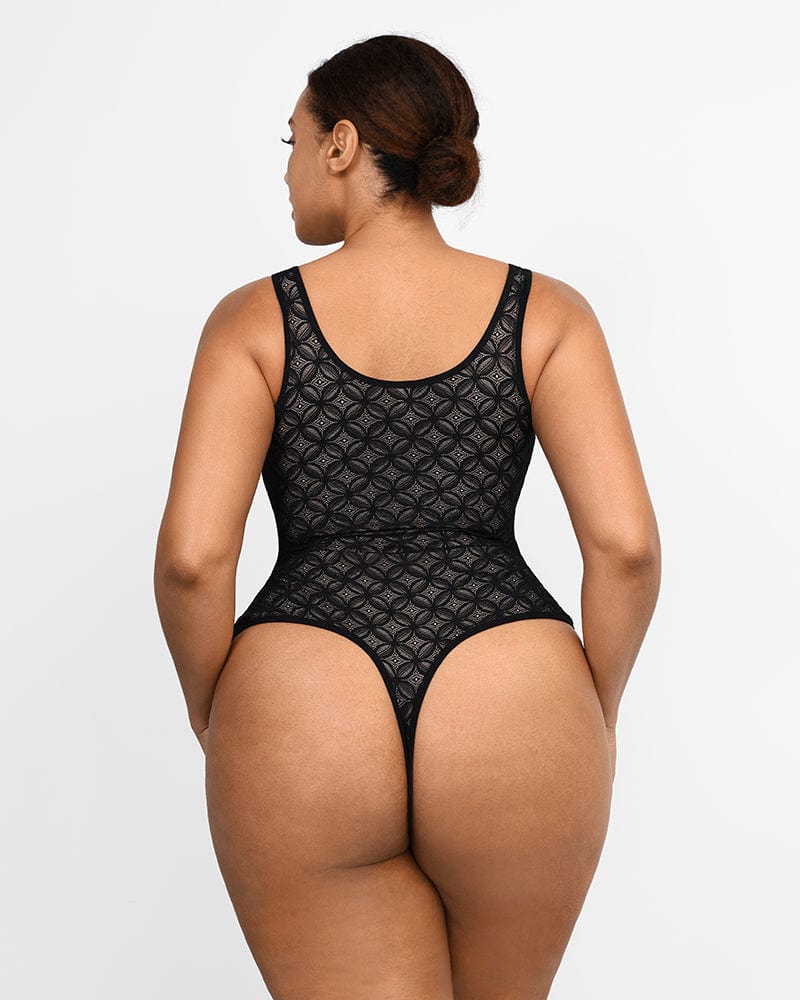 When they say you can't wear shapewear as outerwear.well, call us rebels  🖤 The Smoothing Lace Shapewear Bodysuit will be sure to tu
