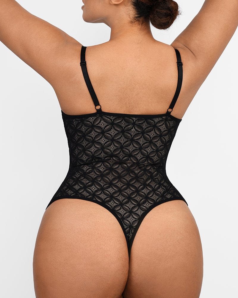CallieBlack Underwired Stretch Lace Thong Bodysuit