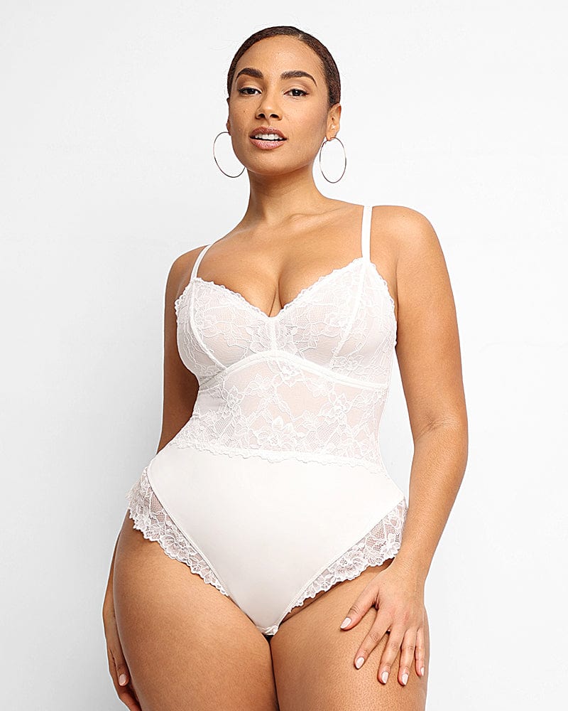 Laced Tie Up Strappy Bodysuit - White - Just $7