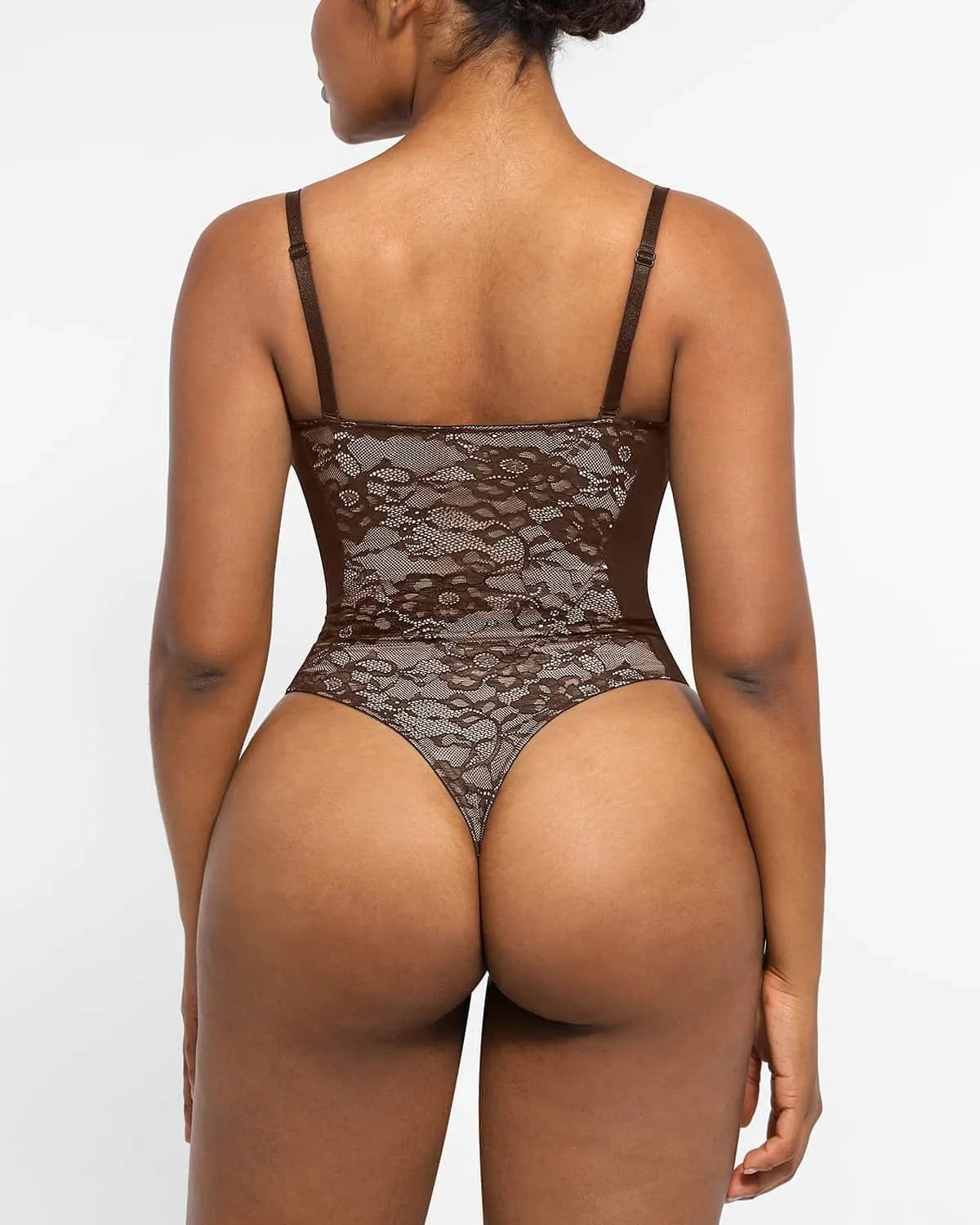 Lace Glamour Supportive Plunge Thong Bodysuit