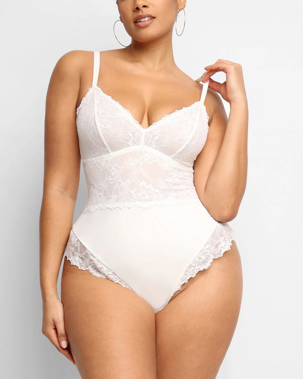 Lace Glamour Strappy Thong Bodysuit