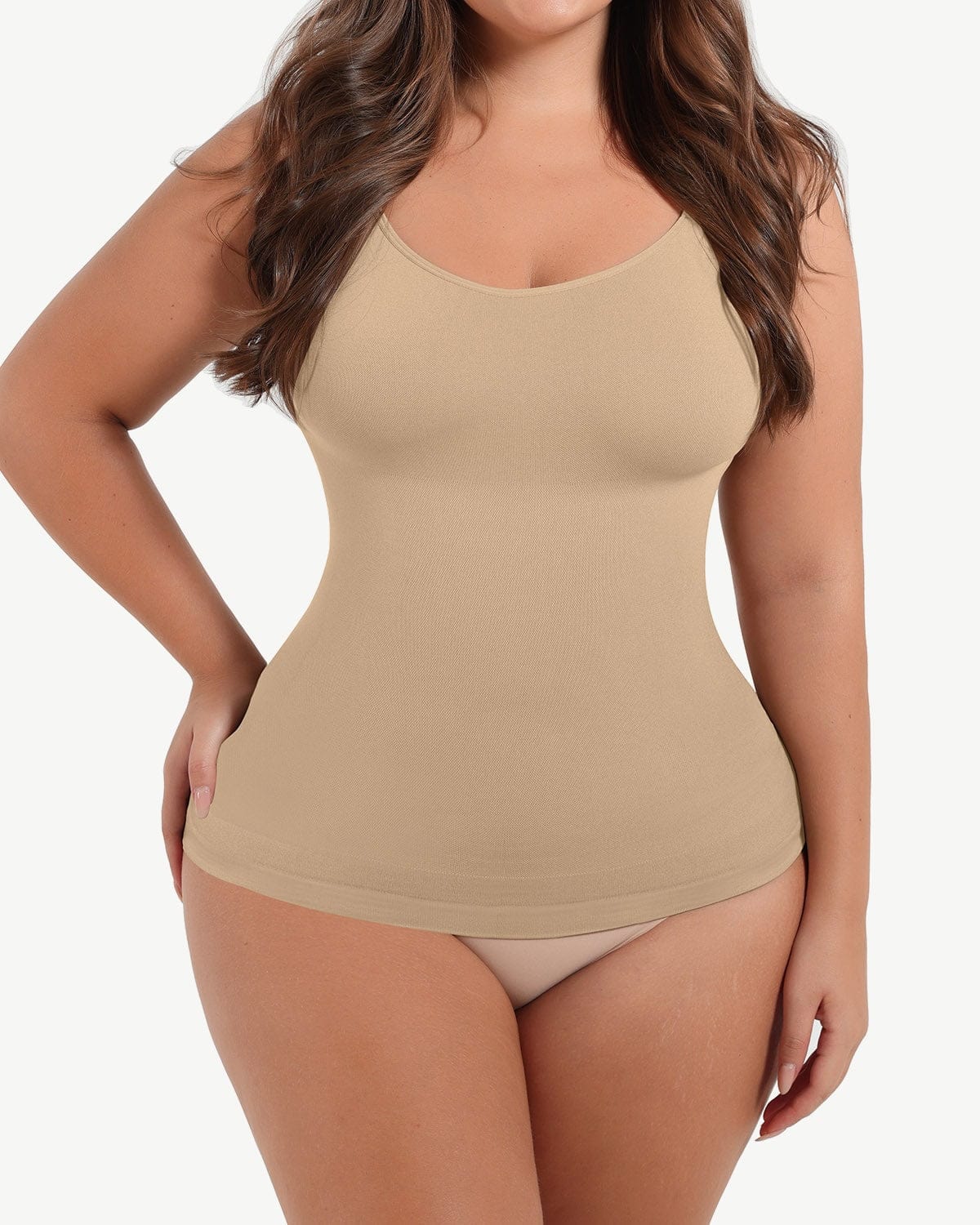 Collections Etc Comfortable Smartex Shaping Cami with Zip Front and Band  Along the Bottom to Prevent from Rolling Up 