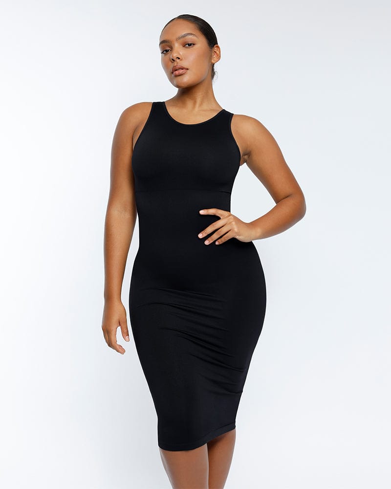 Flaunt Your Curves with Our Built-in Bodysuits and Elastic Waist Dress