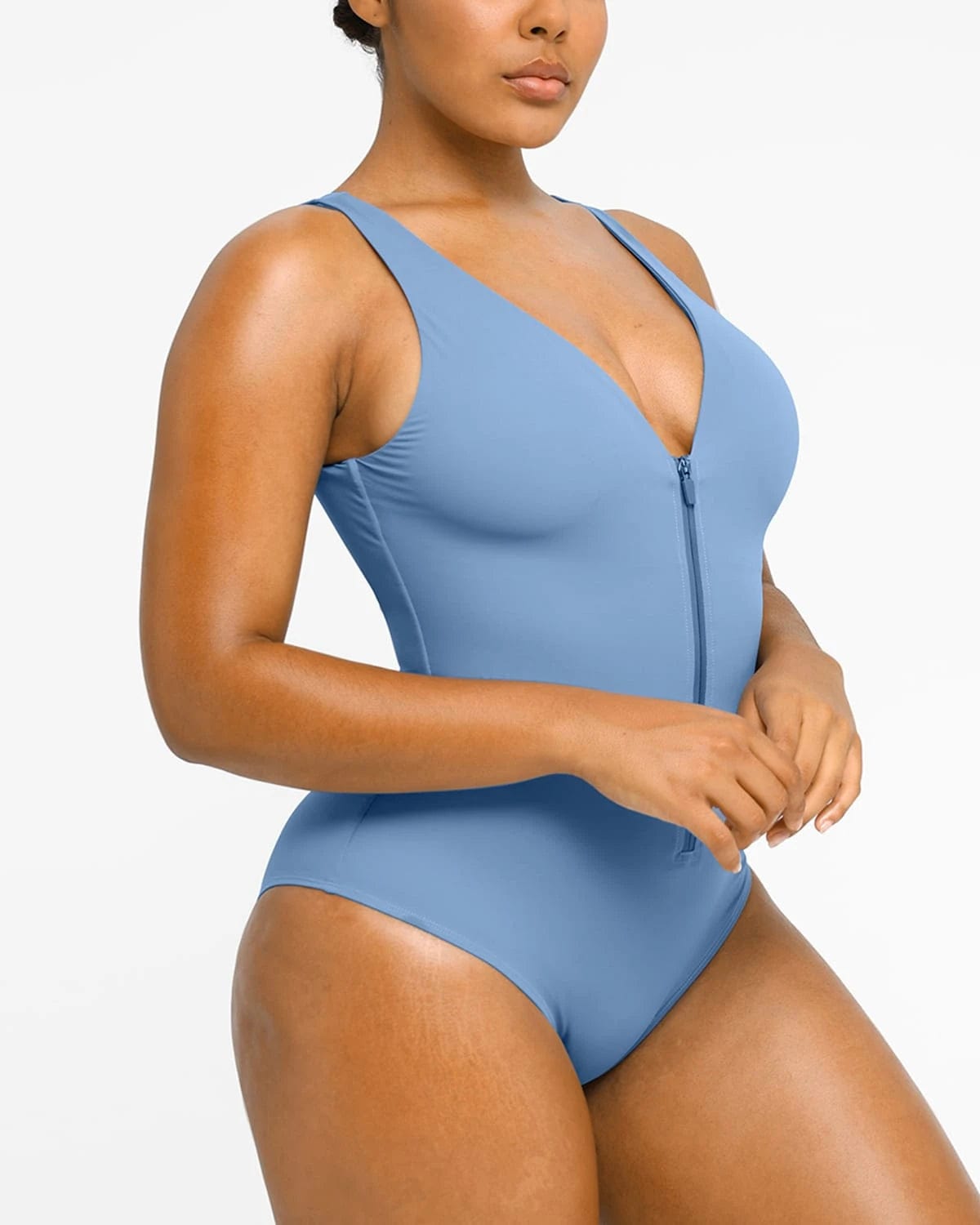 Smart Sculpt Plunge Zip Front Shaping Swimsuit