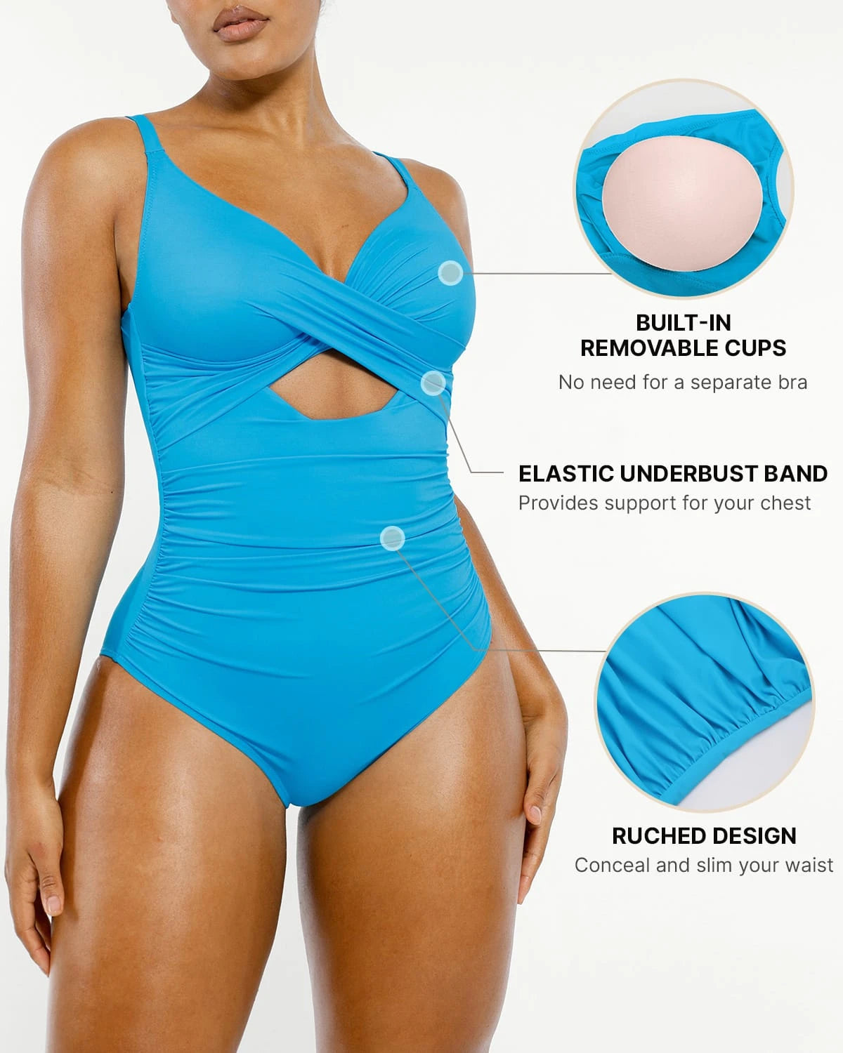 Smart Sculpt Ribbed Cutout-Front Shaping Swimsuit