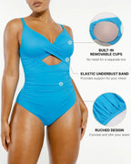 Smart Sculpt Ribbed Cutout-Front Shaping Swimsuit