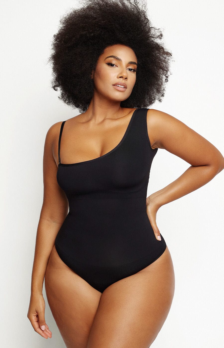 One Shoulder Thong Bodysuit